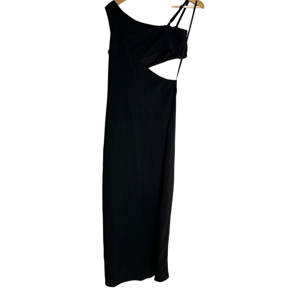 RACHEL Rachel Roy Phoenix Gown Asymmetric Neck Cutout Maxi Sheath Dress Black M - Picture 5 of 11